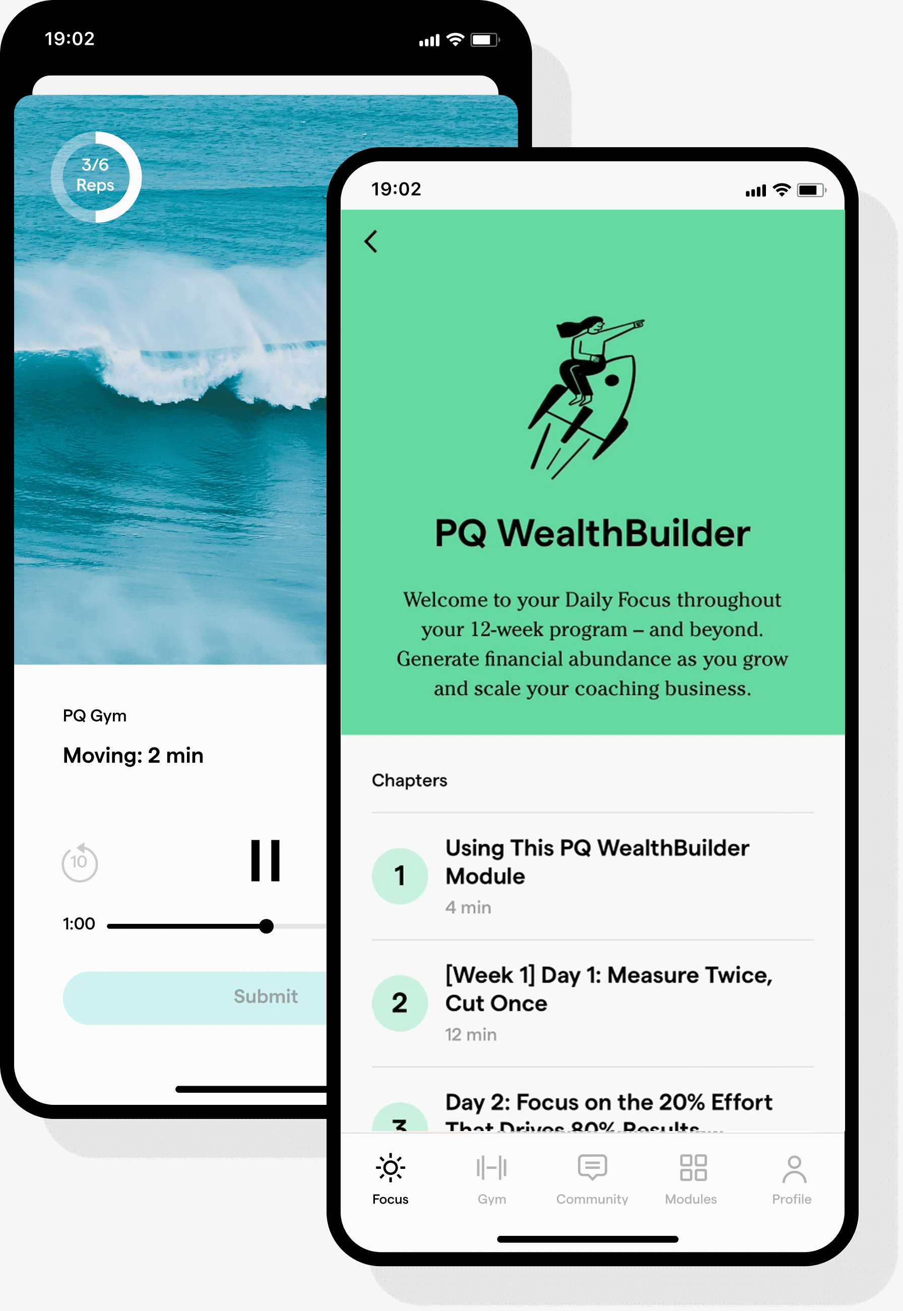 Screenshot of PQ WealthBuilder modules